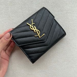 YSL Small Grain de Poudre Tri-Fold Wallet with Box
